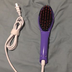 Heat hair brush straightener